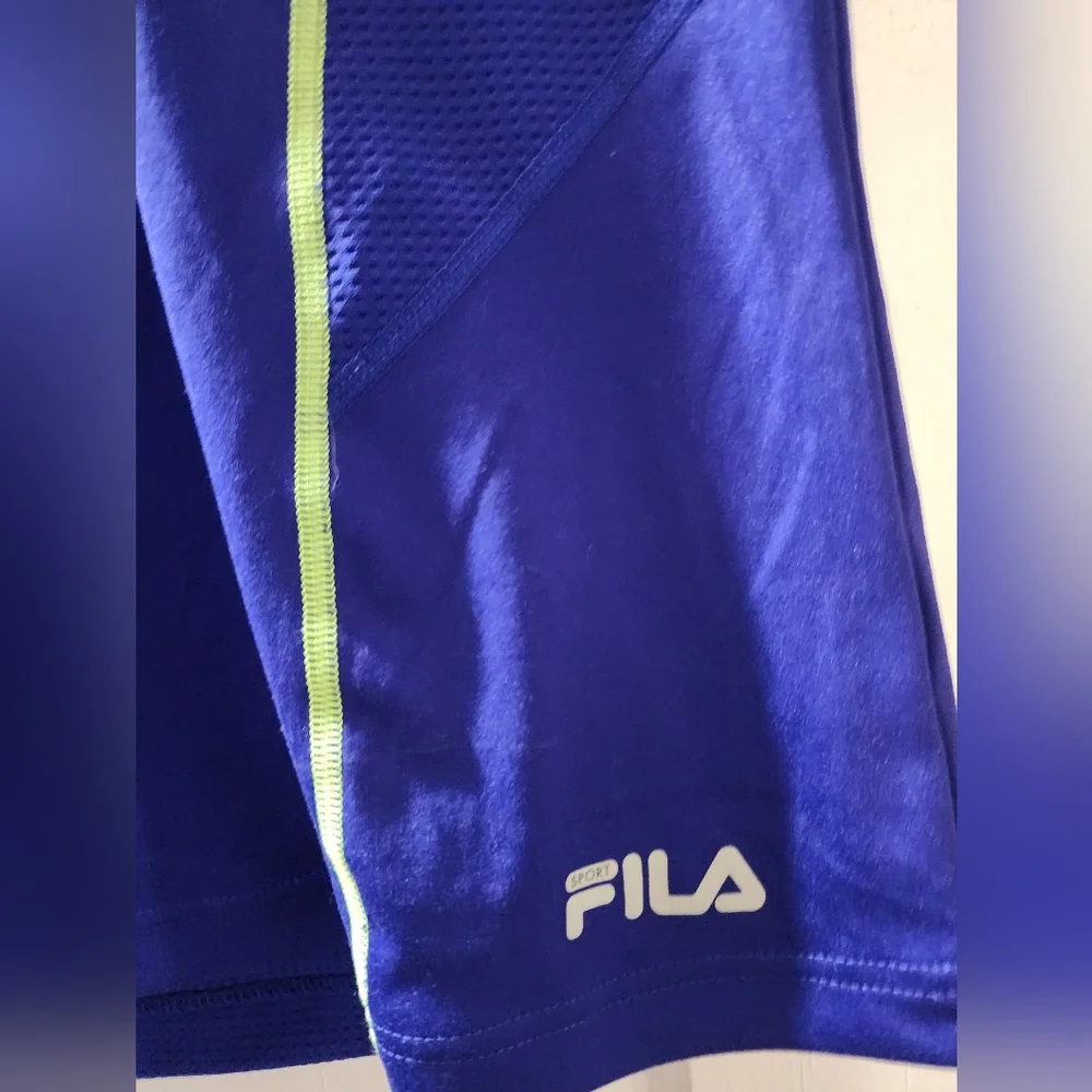 Fila Blue Athletic Running T-Shirt with Pink and Green Accents In Size Medium - Picture 4 of 14
